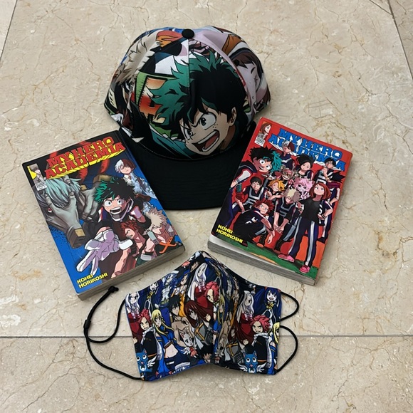 NWOT- My Hero Academia cap 2 boos & face mask